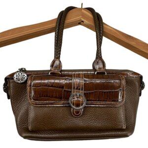 Brighton Purse Brown Leather Mini Embossed Croc Bag Charm Heart Boho Bougie